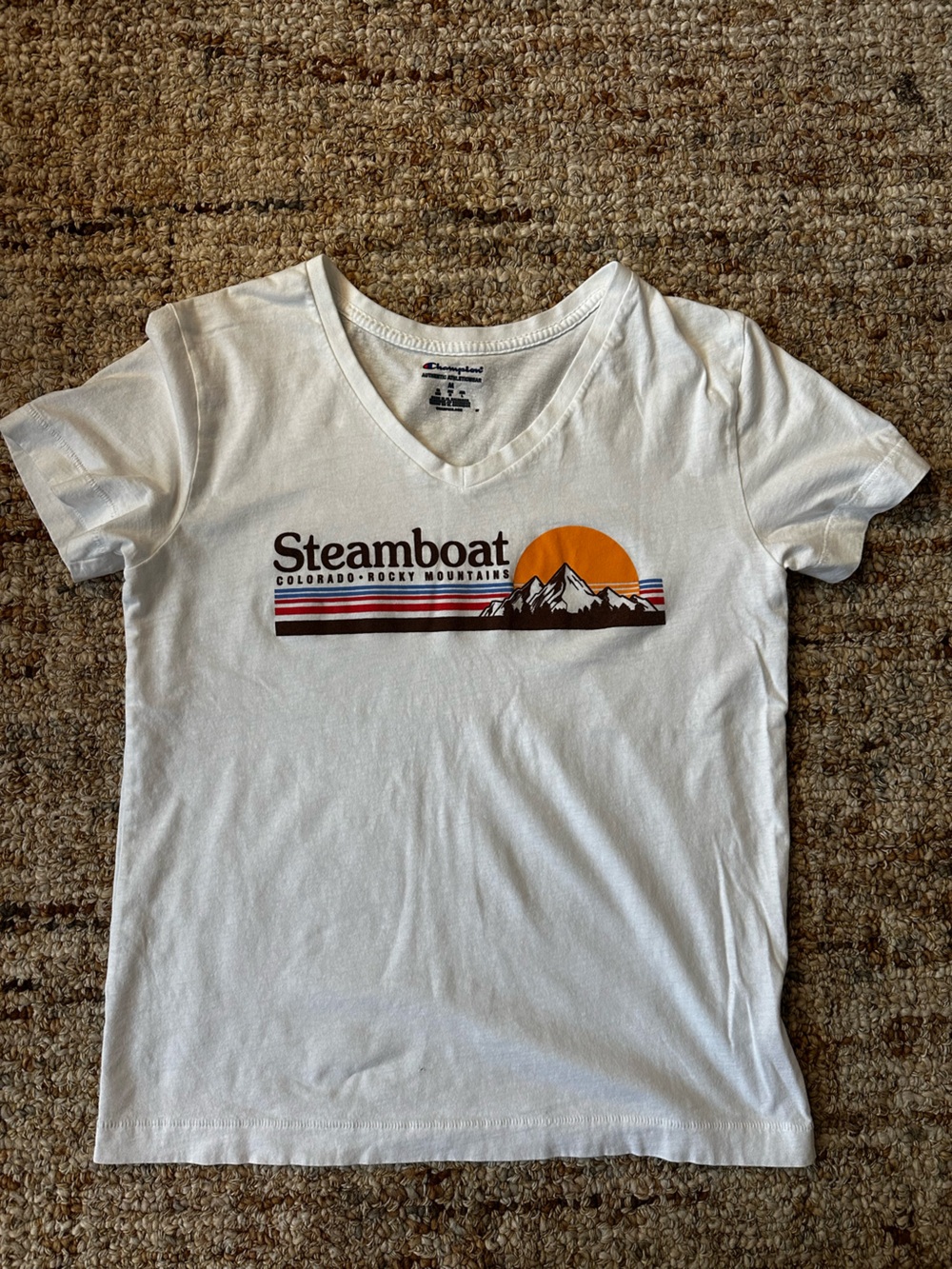 Steamboat Colorado Graphic Tee in White with Orange Accent